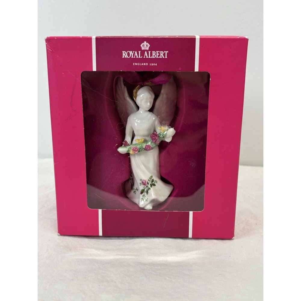 Royal Albert Old Country Roses Angel Ornament With Box Bone China 4" Floral